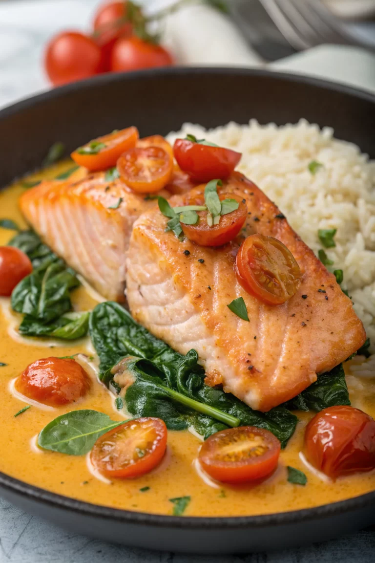 Crispy Salmon with Roasted Red Pepper Sauce