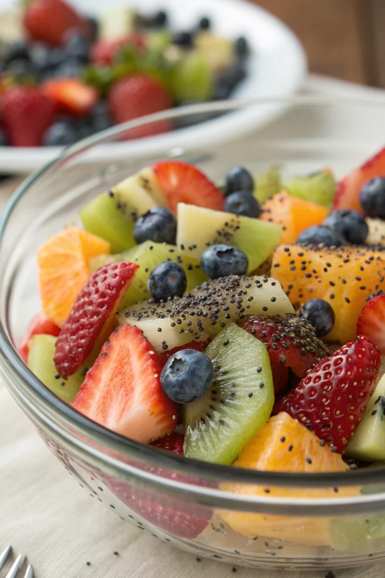 Fresh Fruit Salad with Honey-Lime Poppy Seed Dressing