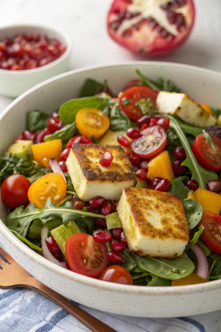 Fresh Halloumi and Pomegranate Salad