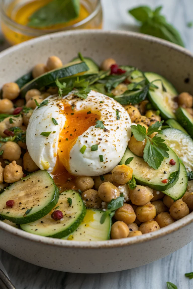 Grilled Zucchini Chickpea Salad with Burrata and Chili Oil
