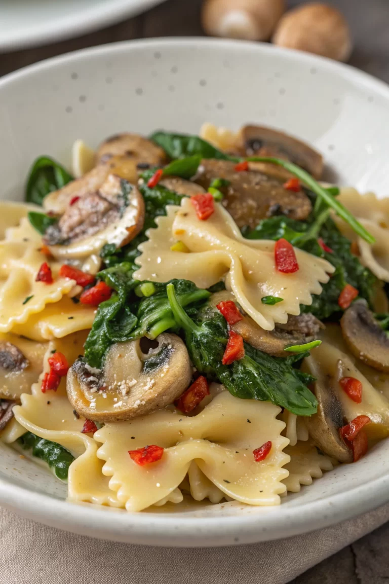 Parmesan Spinach Mushroom Pasta Skillet Recipe
