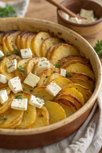 Roasted Potatoes with Baked Feta and Garlic