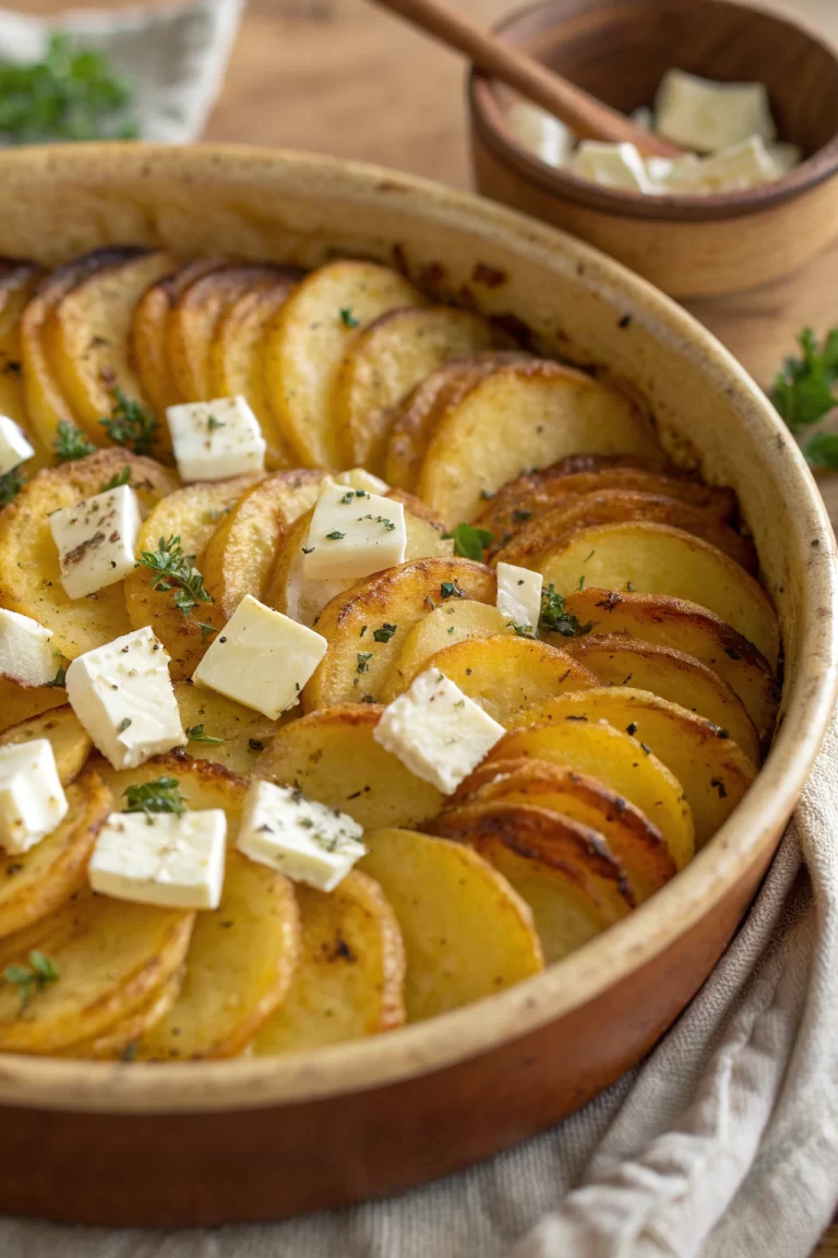 Roasted Potatoes with Baked Feta and Garlic