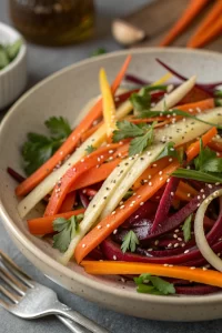 Shaved Rainbow Carrot Sesame Salad