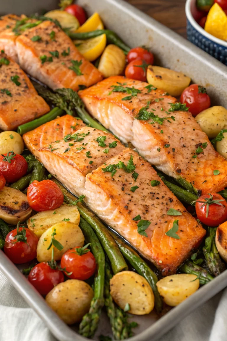 Sheetpan Salmon and Potatoes With Veggies
