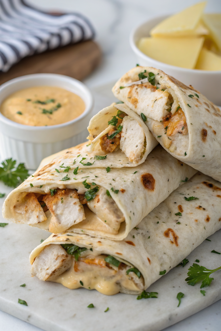 Cheesy Garlic Chicken Wraps Recipe
