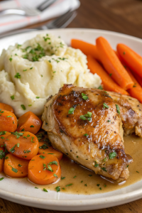 Creamy Herb Chicken with Mashed Potatoes & Glazed Carrots