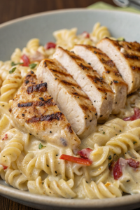 Crispy Honey Garlic Chicken & Creamy Rotini Pasta Recipe