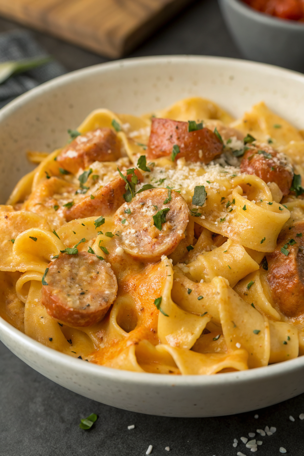 Crockpot Cheddar Ranch Chicken Sausage Pasta Recipe