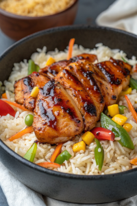 One-Pan Honey BBQ Chicken Rice Recipe