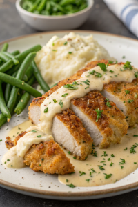 Parmesan Crusted Chicken with Creamy Garlic Sauce