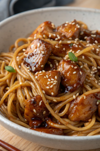 Sticky Garlic Chicken Noodles Recipe