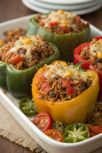 Stuffed Bell Peppers with Rice & Veggies