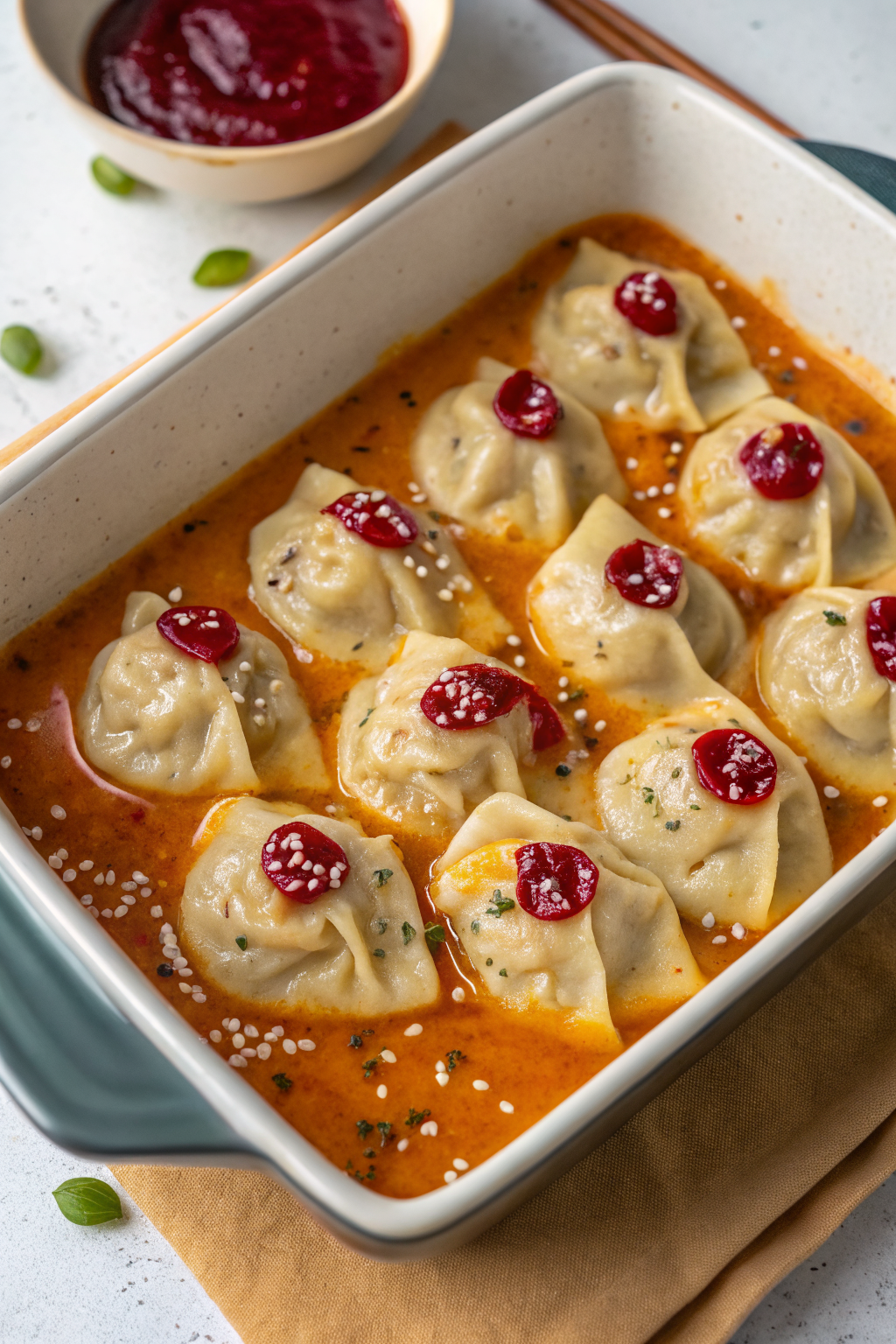 Viral One-Pan Baked Dumplings Recipe