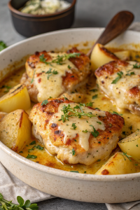 Creamy Garlic Cheesy Chicken and Potatoes