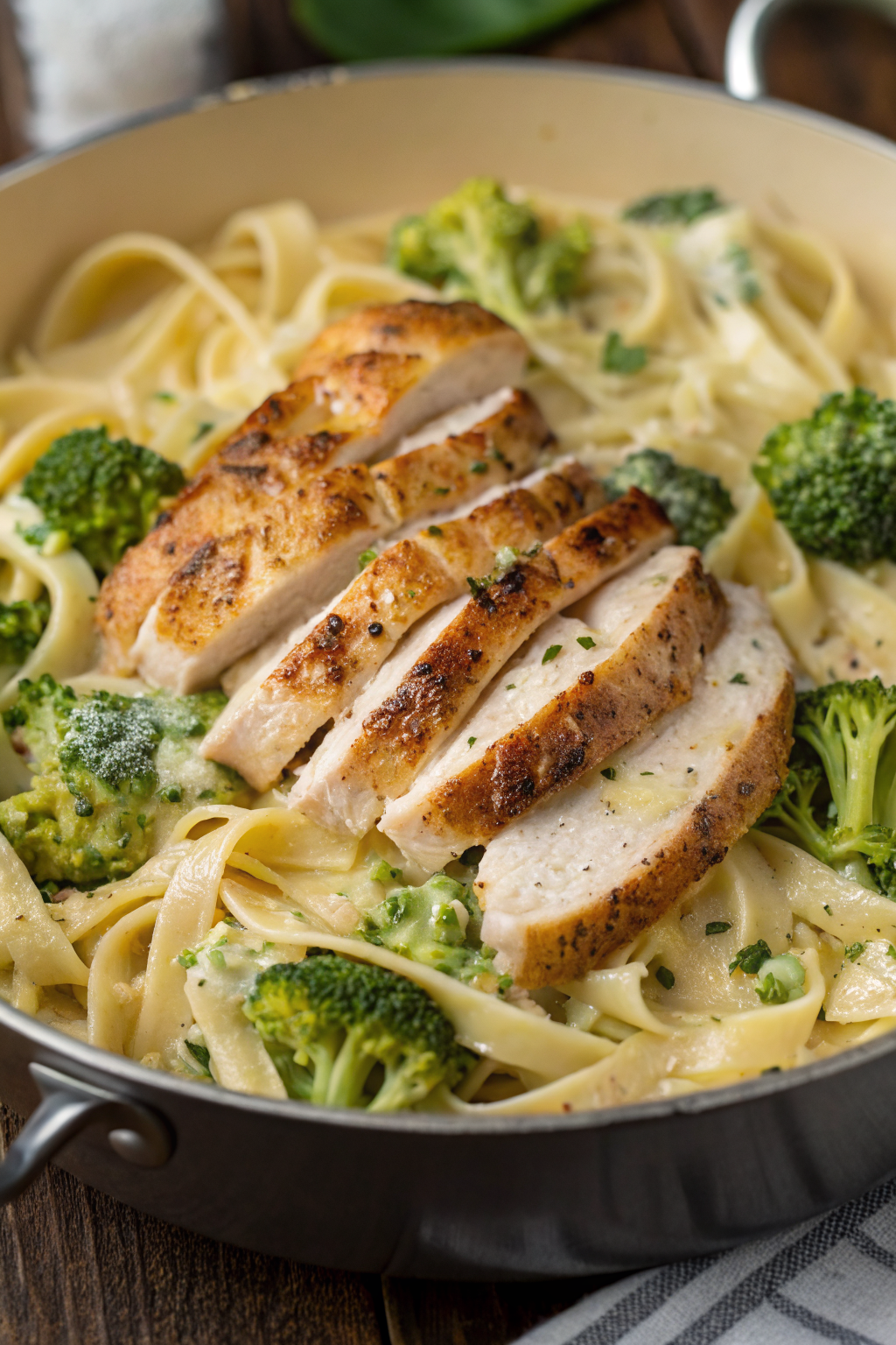 High Protein Skinny Chicken Broccoli Alfredo