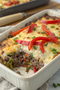 Low Carb Philly Cheesesteak Casserole