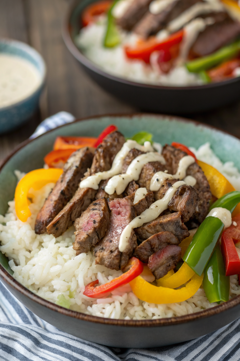 Philly Cheesesteak Rice Bowls
