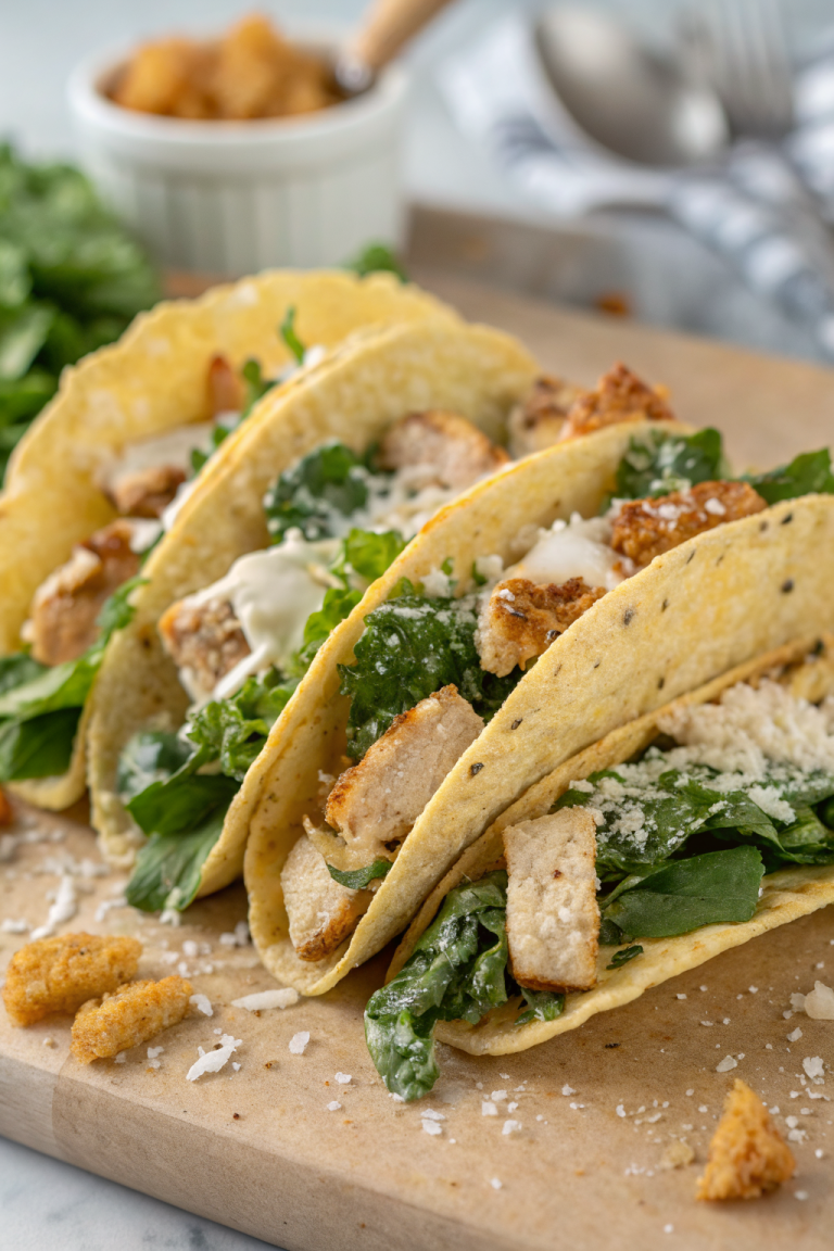 Smash Chicken Caesar Tacos