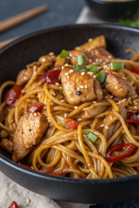 Sticky Garlic Chicken Noodles