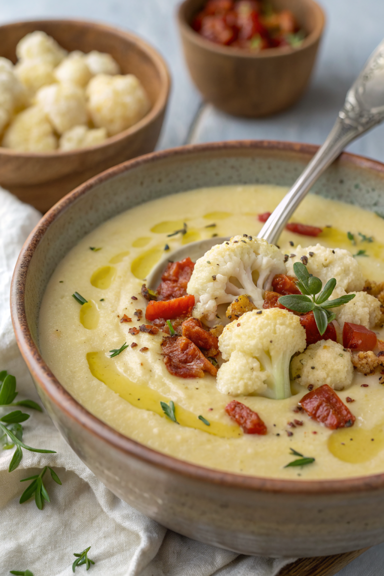 Creamy Mediterranean Cauliflower Soup
