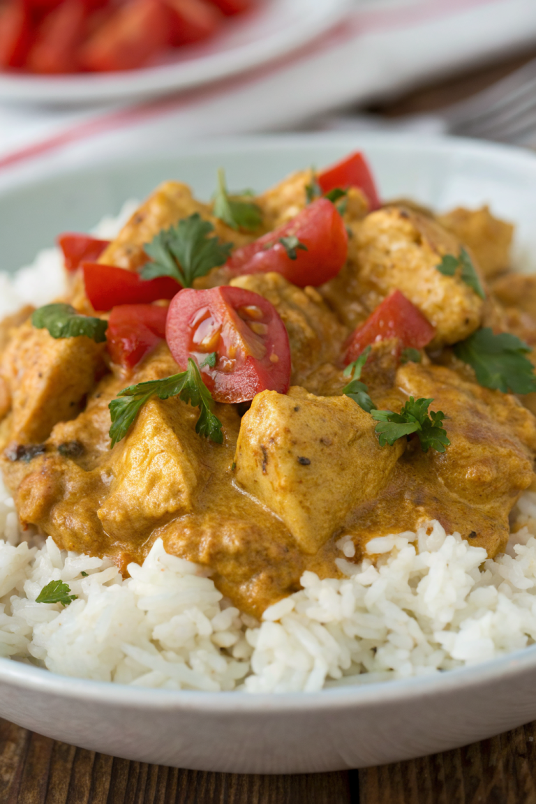 Creamy Paprika Chicken with Rice in a Velvety Sauce