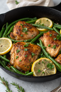 Lemon Garlic Butter Chicken Thighs with Green Beans