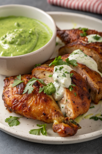Peruvian Grilled Chicken with Creamy Green Sauce