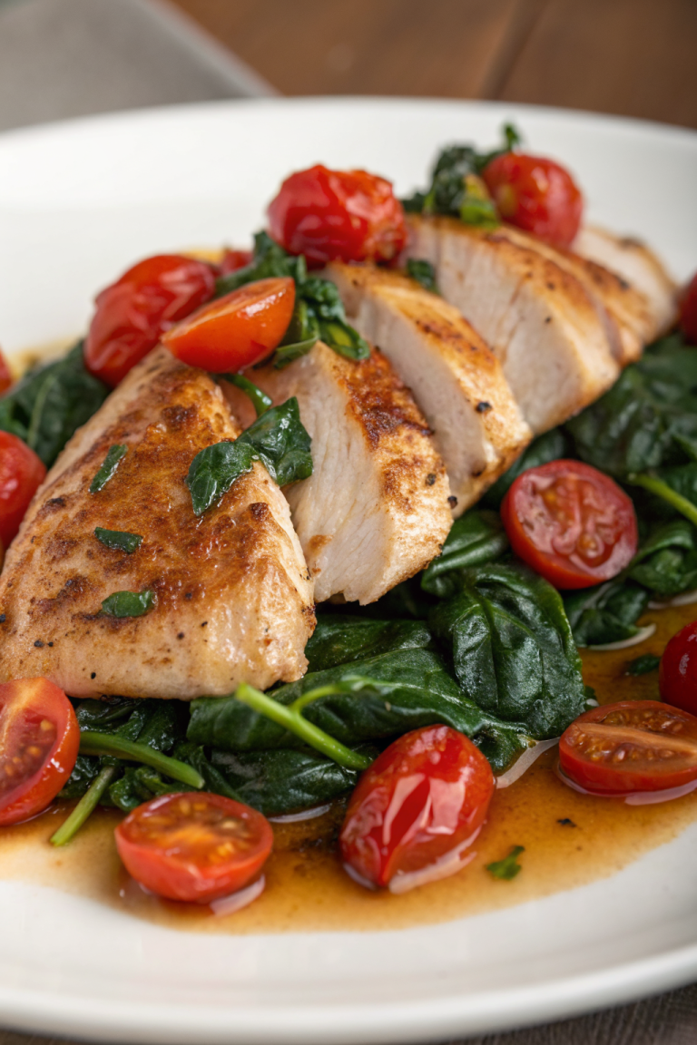Balsamic Chicken Breast With Spinach And Tomatoes