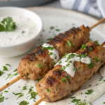 Chicken Kofta with Creamy Garlic Yogurt Sauce Recipe