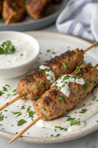 Chicken Kofta with Creamy Garlic Yogurt Sauce Recipe