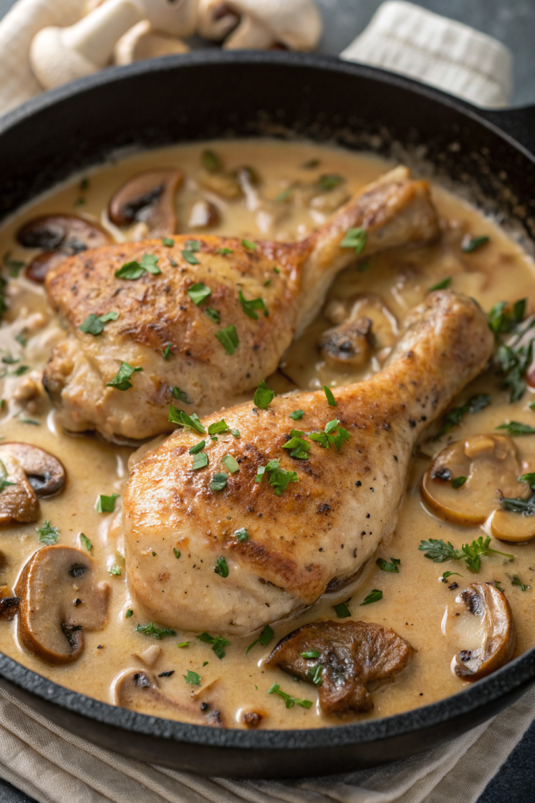 Chicken Legs with Creamy Mushroom Sauce