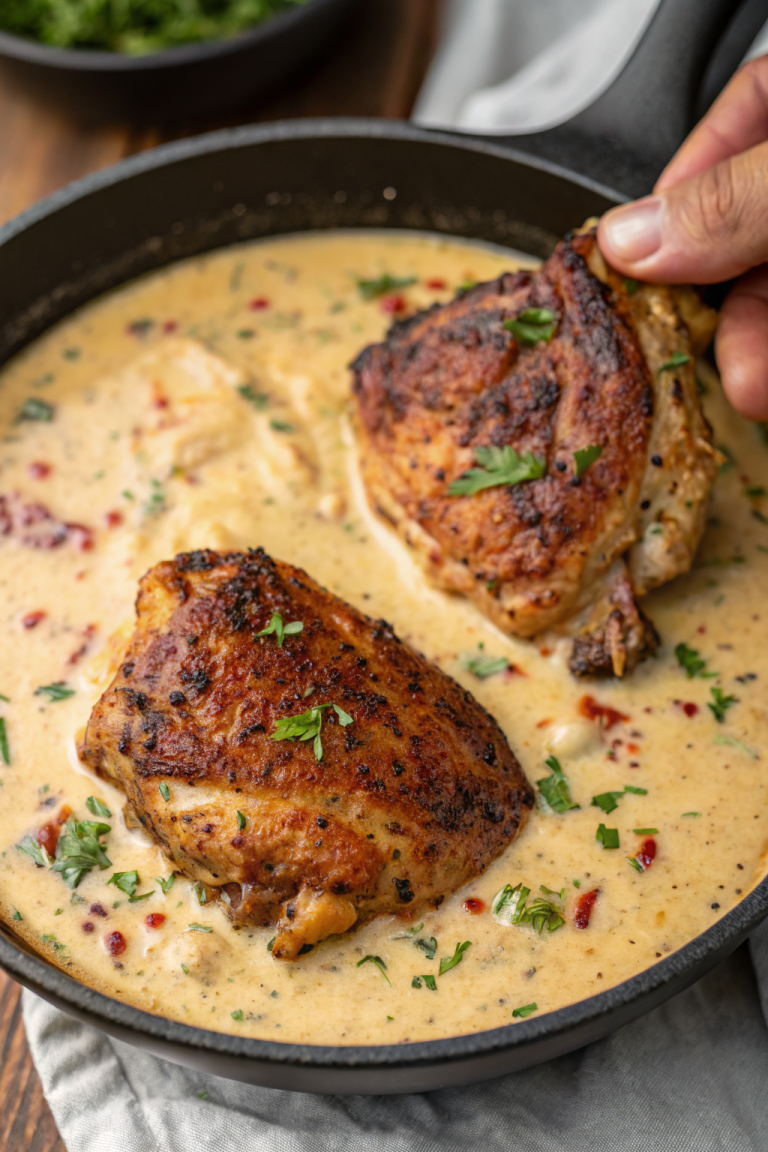 Creamy Garlic Chicken Thighs Recipe
