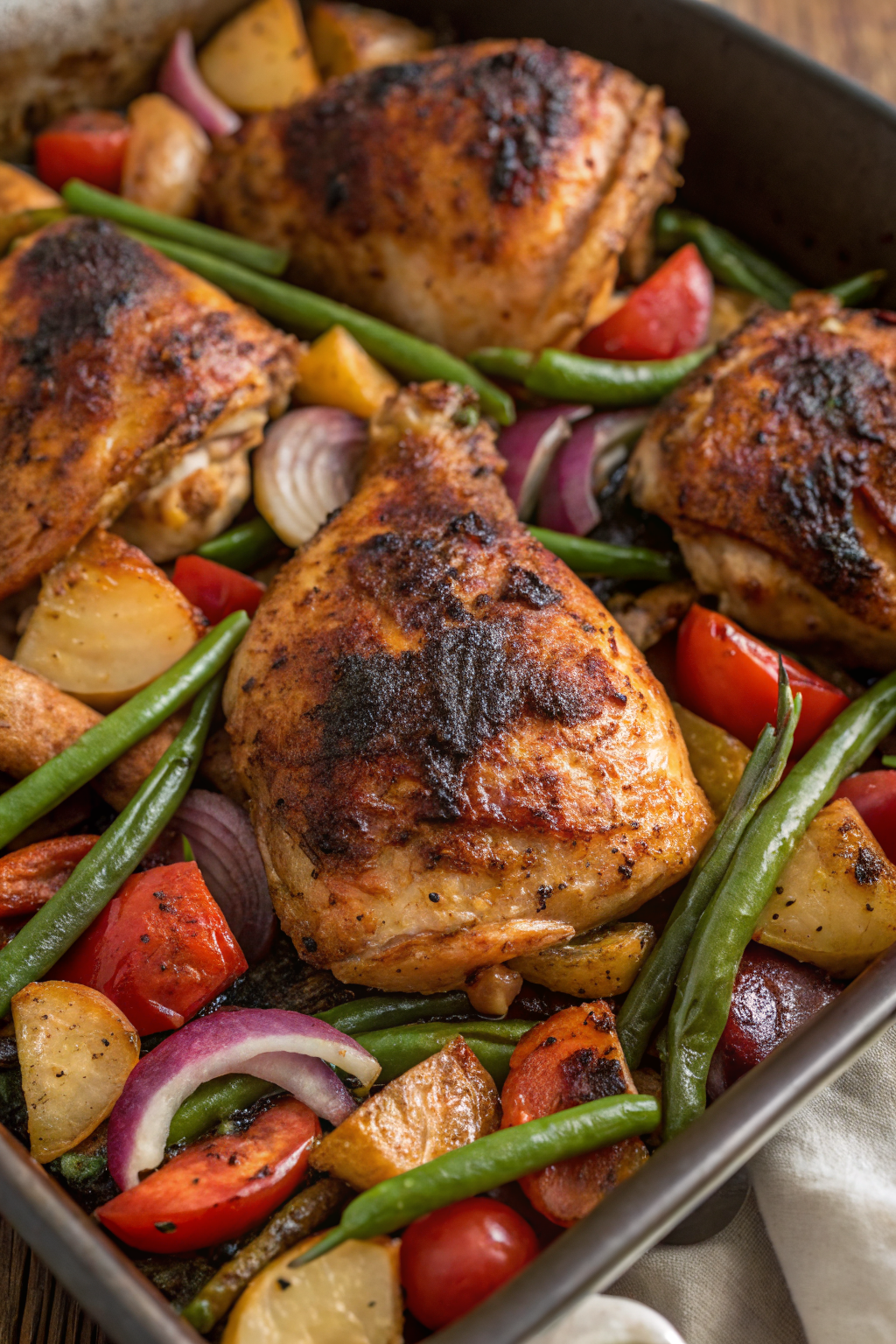 Crispy Oven-Baked Chicken Thighs with Veggies