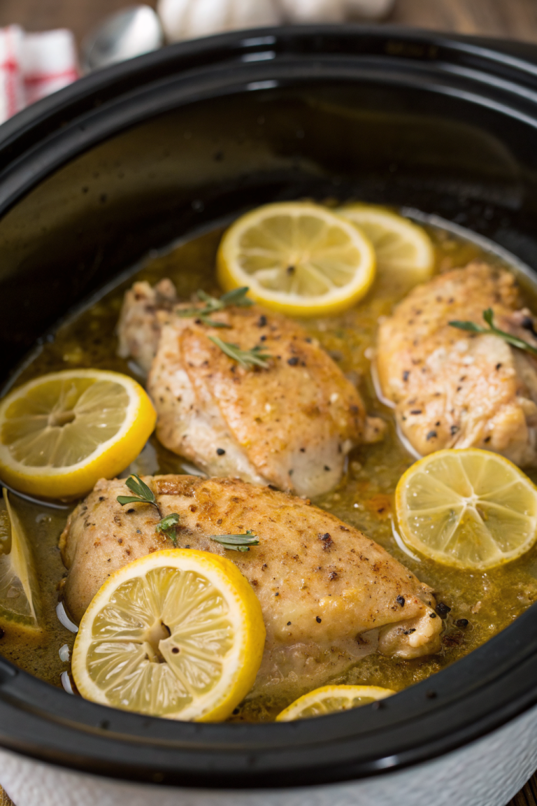 Crock Pot Chicken thighs Recipe with Lemon Garlic Butter