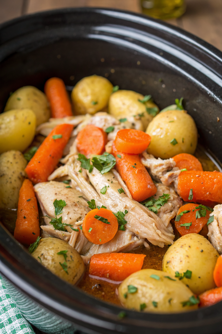 Crock Pot Garlic Butter Chicken with Potatoes and Carrots