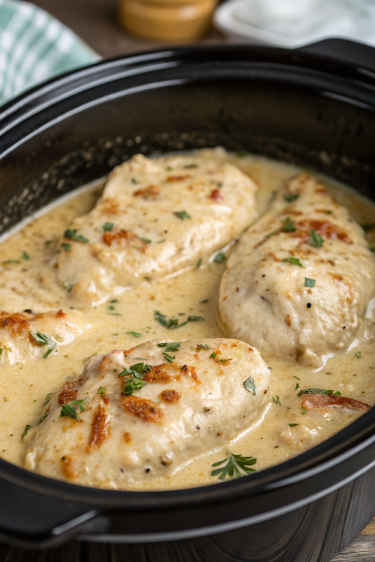 Crockpot Creamy Garlic Parmesan Chicken Recipe