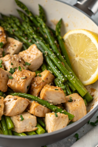 Garlic Butter Chicken Bites and Asparagus Recipe