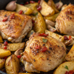 Garlic Butter Chicken Thighs with Baby Potatoes Skillet Recipe