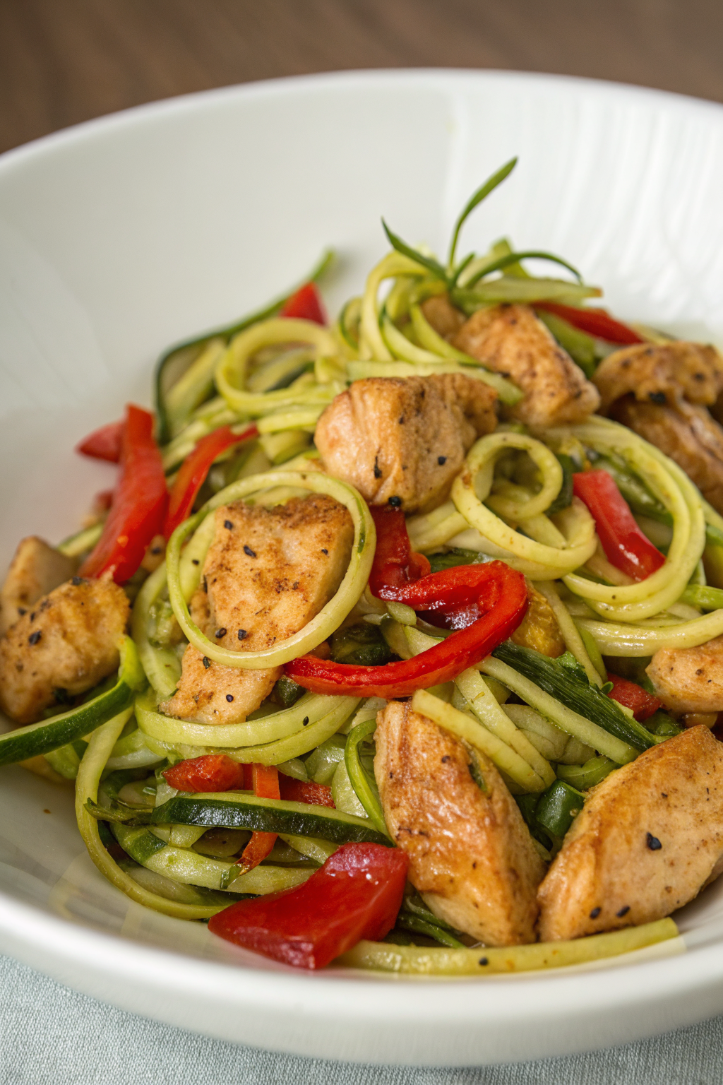 Garlic Chicken Zucchini Noodles Stir Fry Recipe