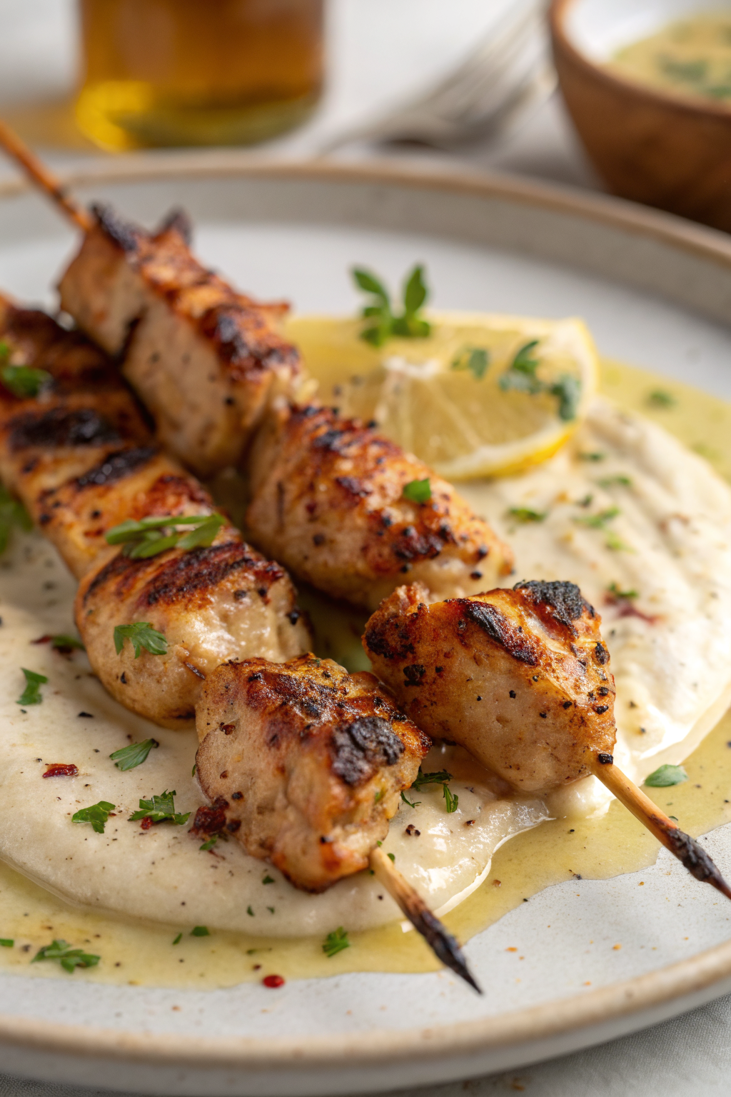 Greek Chicken Souvlaki with Tzatziki Sauce