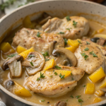 Herb Roasted Chicken in Creamy White Sauce with Mushroom Potatoes