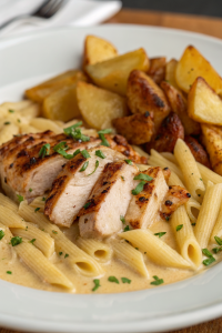 Loaded Herb Grilled Chicken with Creamy Pesto Pasta Roasted Potatoes