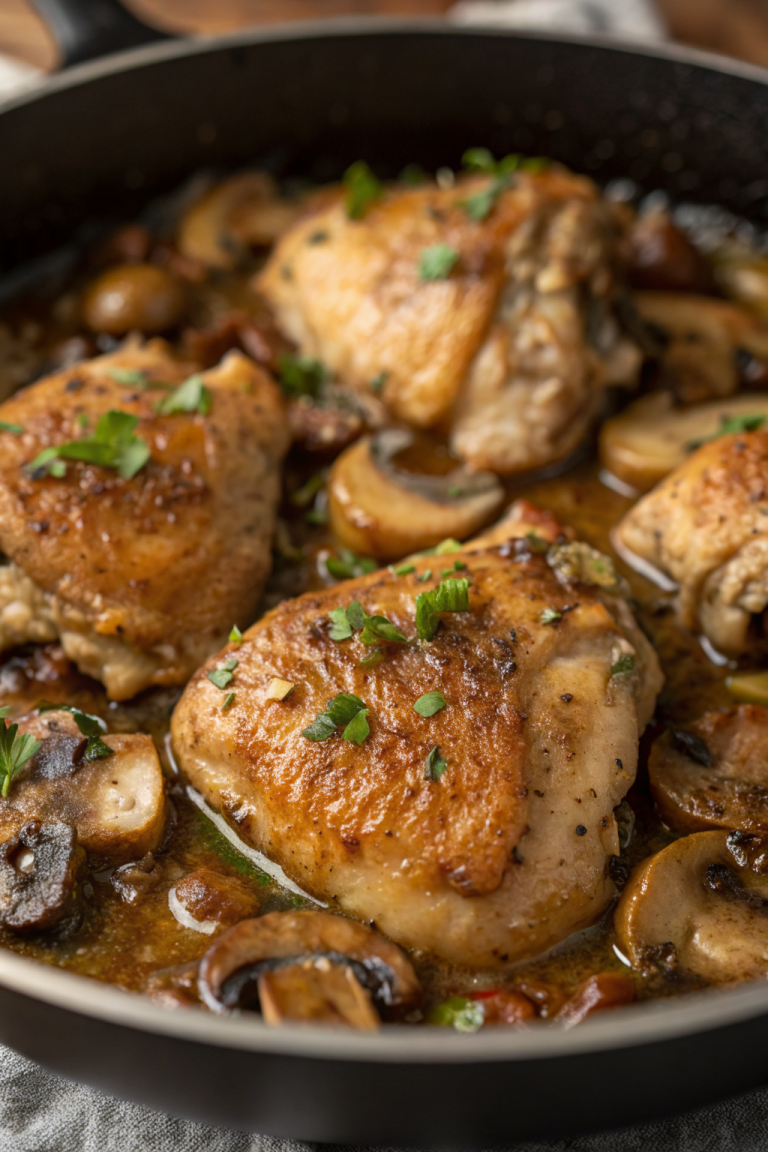 Low Carb Garlic Mushroom Chicken Thighs Recipe