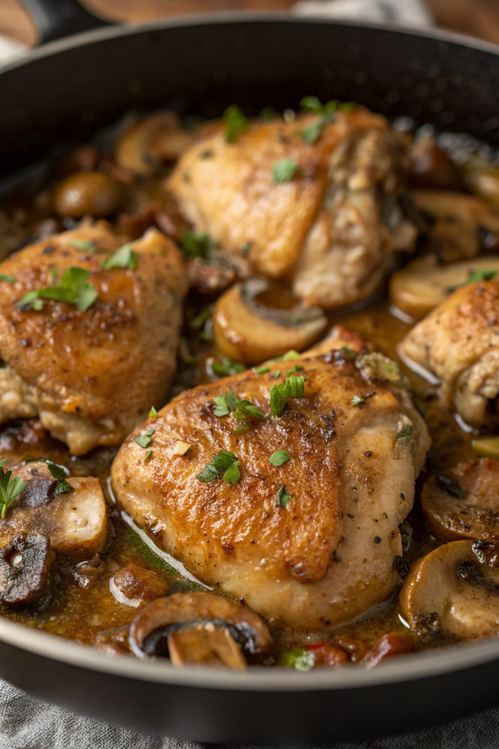Low Carb Garlic Mushroom Chicken Thighs Recipe