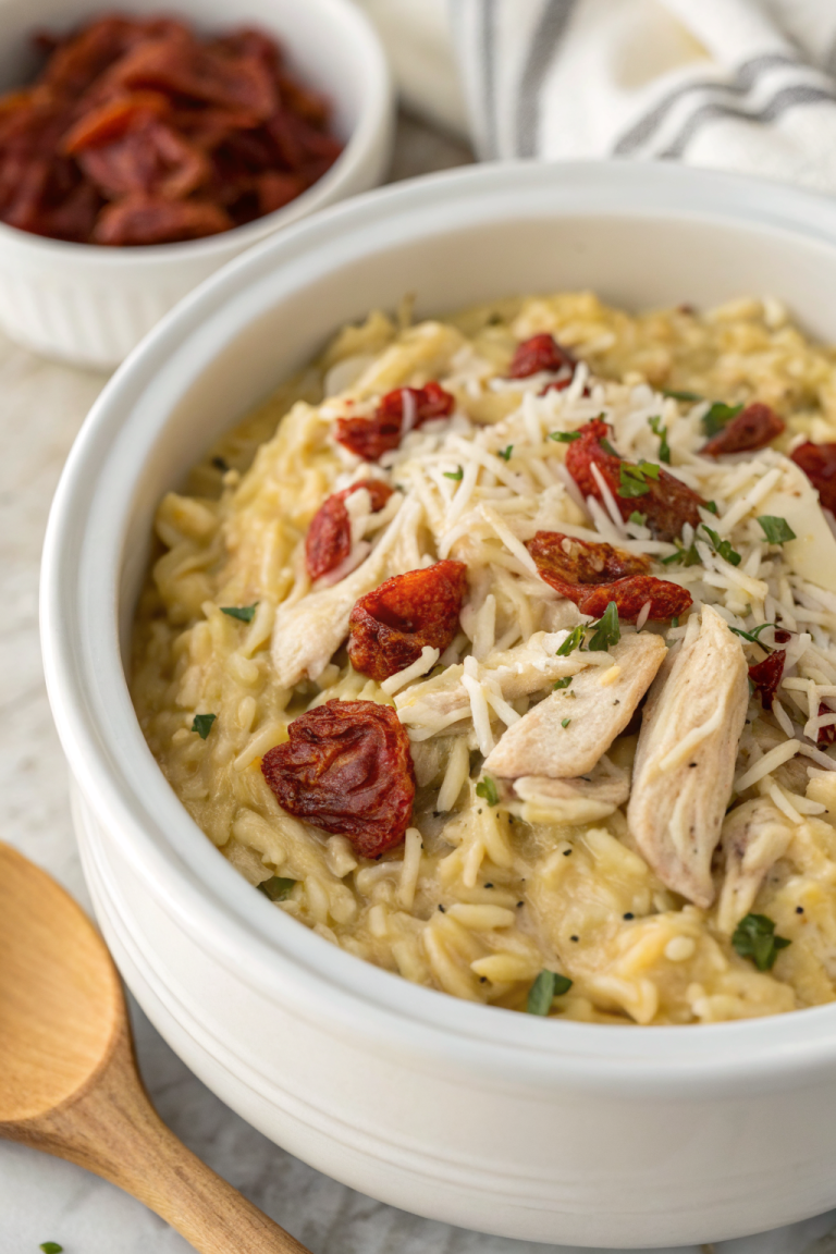 Slow Cooker Creamy Tuscan Chicken Orzo Recipe