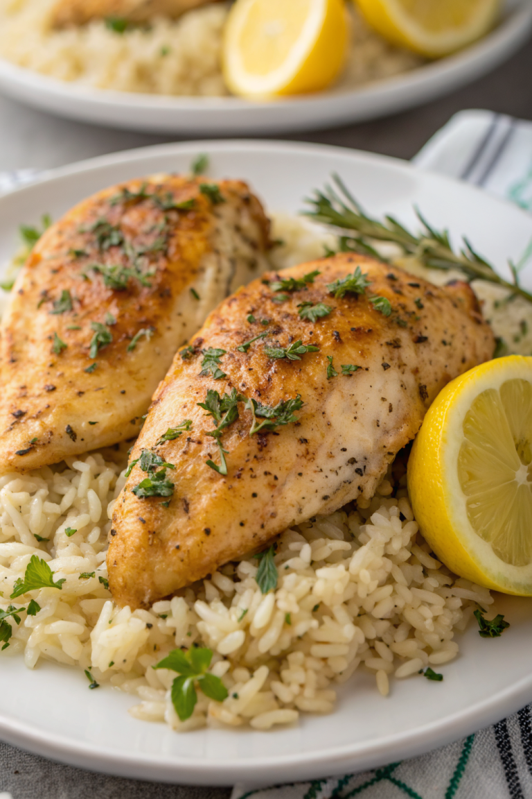 Slow Cooker Lemon Herb Chicken and Rice Recipe