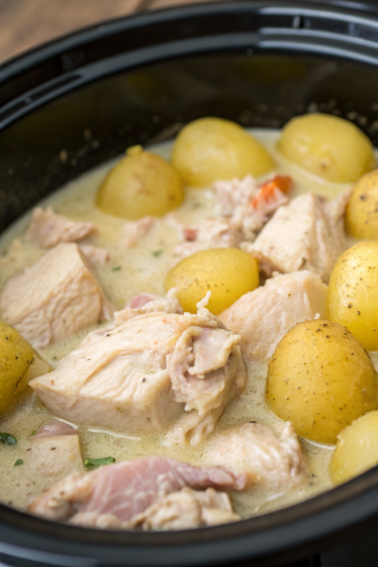 Slow Cooker Parmesan Garlic Chicken and Potatoes
