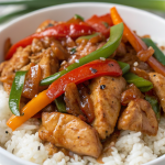 Spicy Garlic Chicken Stir-Fry with Rice
