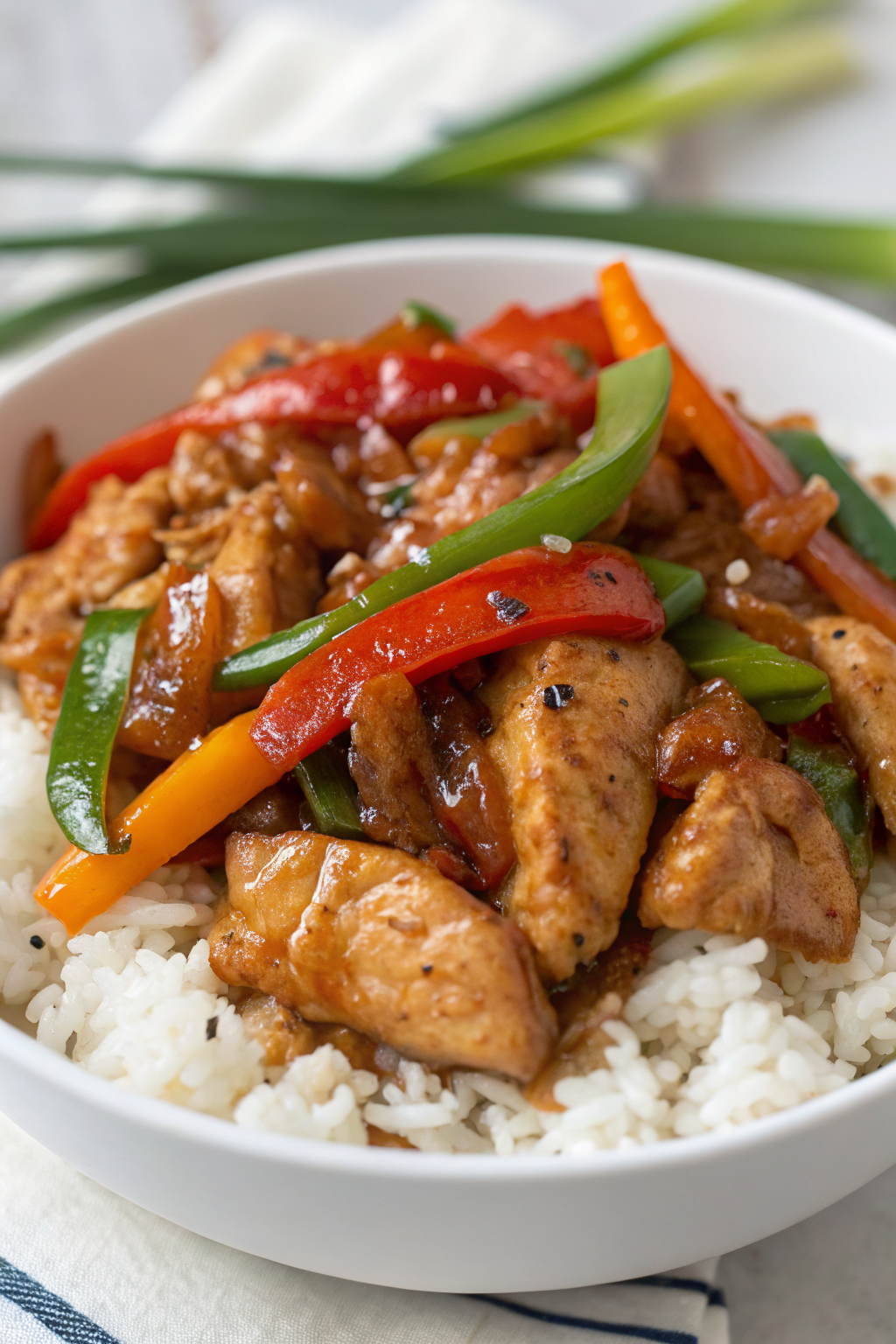 Spicy Garlic Chicken Stir-Fry with Rice